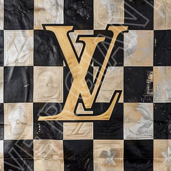 24" x 36" Louis Vuitton Checkered Art Print Signed by Denardai- LIMITED EDITION - Picture 2 of 2